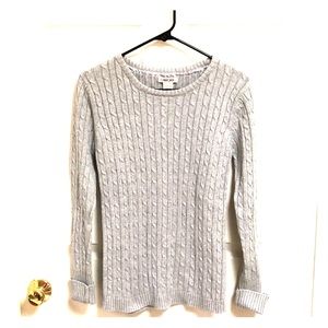 Grey and silver cable knit sweater